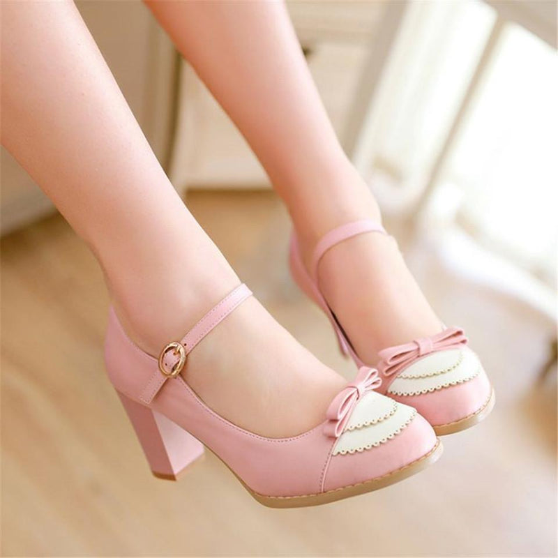 Elegant Traditional Lolita Pumps High Heels Buckle Closure Sweet Pink Princess Shoes EGL Community by Kawaii Babe