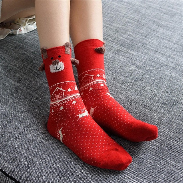 Fuzzy Reindeer Socks