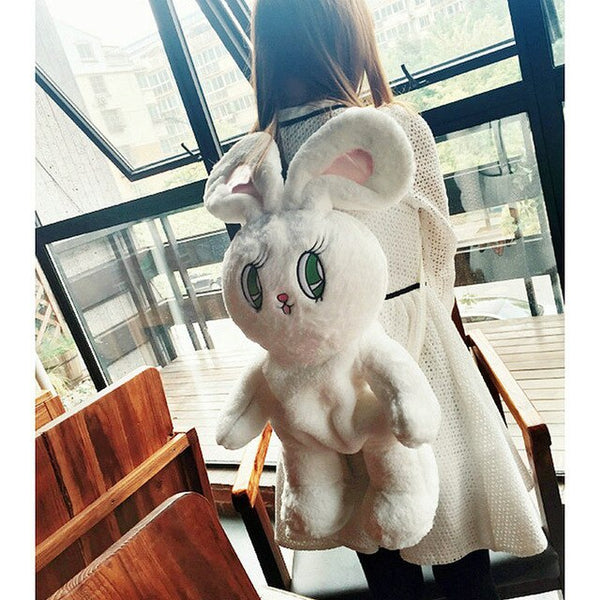 Plush Stuffed Animal Backpack Bunny Backpack with Adjustable Gift for Women  Girl (White)