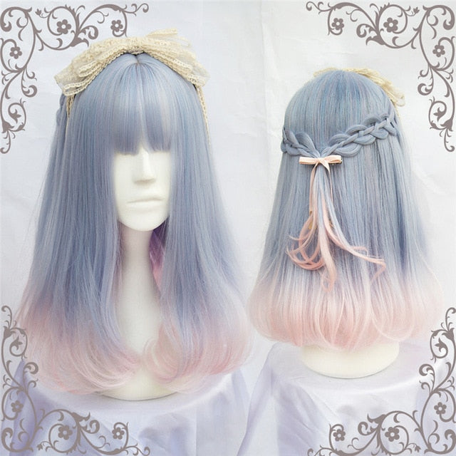 Ombre Pastel Lolita Wig Cosplay Harajuku Fashion Kanekalon Fibre 