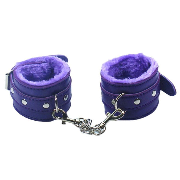 Purple BDSM Fur Lined Handcuffs Cuffs Slave And Master Bondage Discipline Submissive  Master  Sex Toy Fetish Kink Bedroom 
