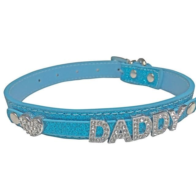 Rhinestone Daddy Collar - Blue - accessories