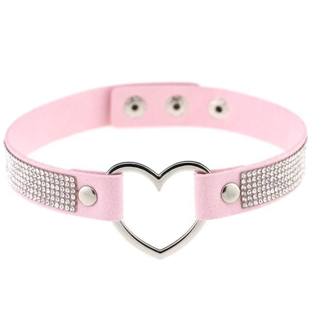 Pink Rhinestone Diamond Choker Kinky Collar Necklace BDSM Princess by DDLG Playground