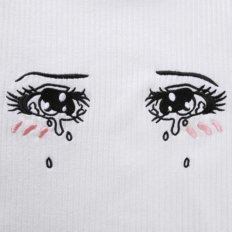 Sad Eyes Crop Top - shirt