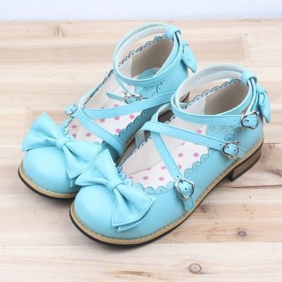 Traditional Lolita Shoes School Girl Flats EGL Community Bows And Straps Buckles by Kawaii Babe