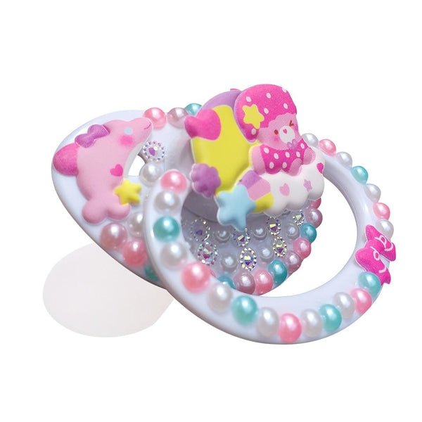 Decorated Adult Pacifier Baby Pink Full Deco With Case And Pacifier Wipe
