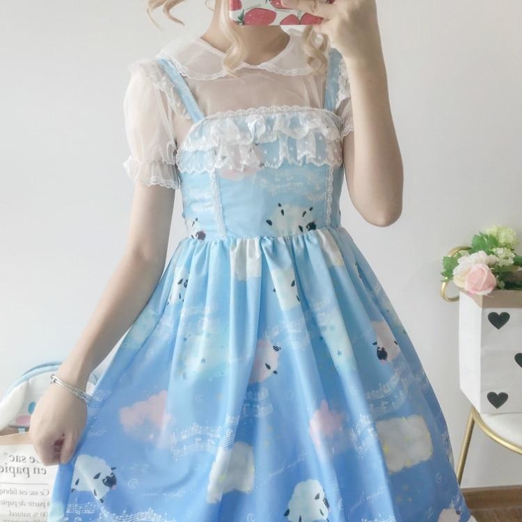 Sleepy Sheep Lolita Dress - Lighter Blue - jsk, jsk dress, fashion, lolita jsks