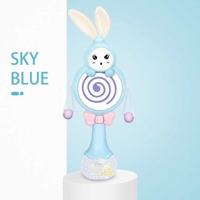 Sound & Light Bunny Rattle - Blue Lollipop - abdl, adult babies, baby, baby rattle, bunny rabbit