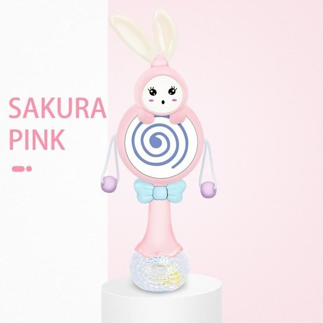 Sound & Light Bunny Rattle - Pink Lollipop - abdl, adult babies, baby, baby rattle, bunny rabbit