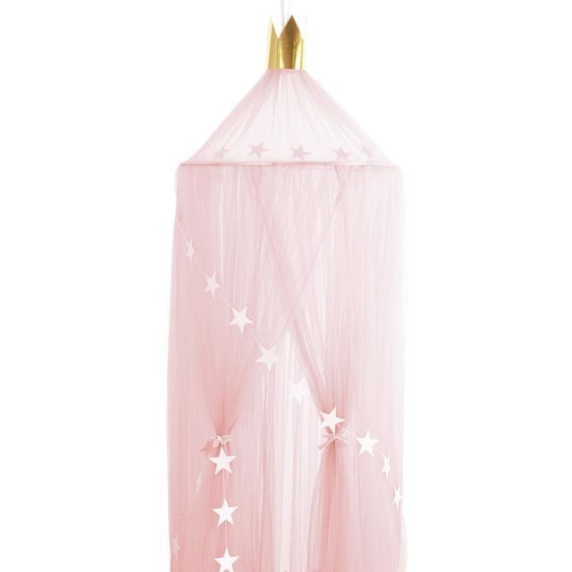 pink star canopy bed princess mosquito net bedding netting mesh see through tent ribbons bows ruffled girly abdl cgl dd/lg little space kink fetish by ddlg playground