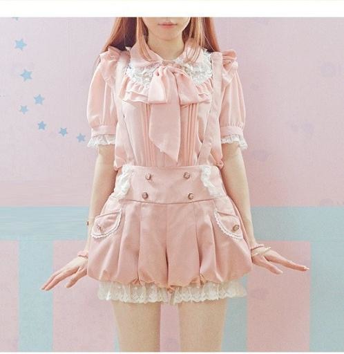 Kawaii Pink Bloomer Shorts Suspender Strap Harajuku Japan J Fashion
