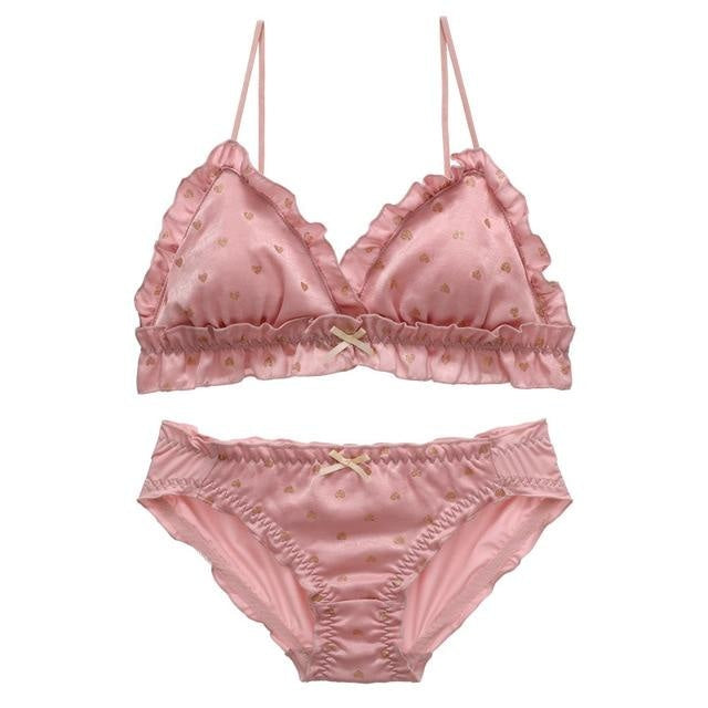 Sweet Valentine Lingerie Set - Pink heart / M (A or B Cup) - lingerie