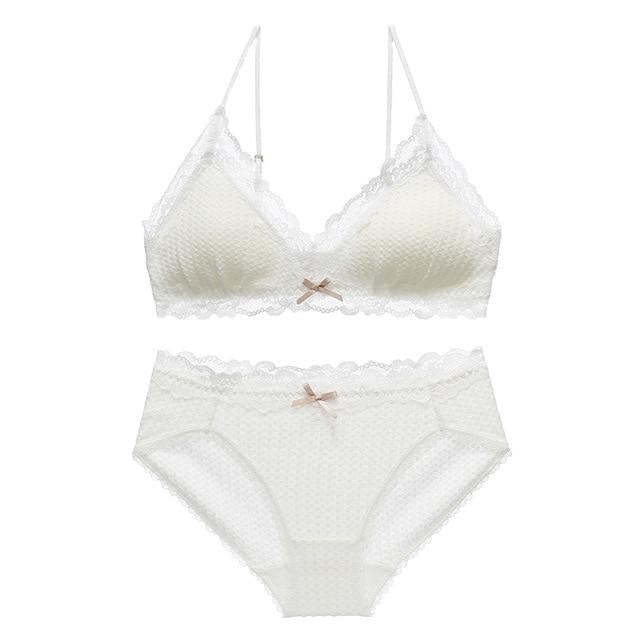 Sweet Valentine Lingerie Set - White Textured / L 75ABC 80AB - lingerie