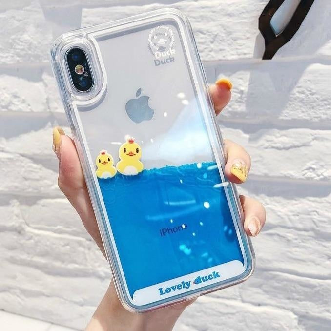 Swimming Duck iPhone Case - For iphone 8 / 2 Ducks - Phone Case