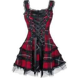 Tartan Pinup Dress - Red / XXXL - dress, dresses, goth, gothic, occult