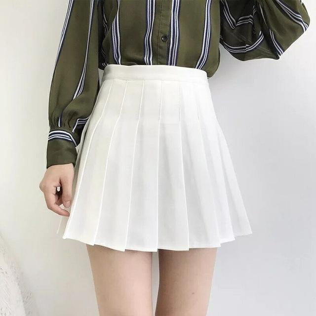 Tartan Plaid School Girl Skirt - White / XS - skirt