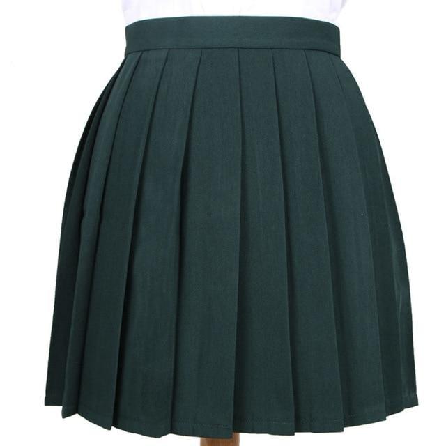 Traditional Pleated Skirt (up to 3XL) - Blackish green / S - skirt