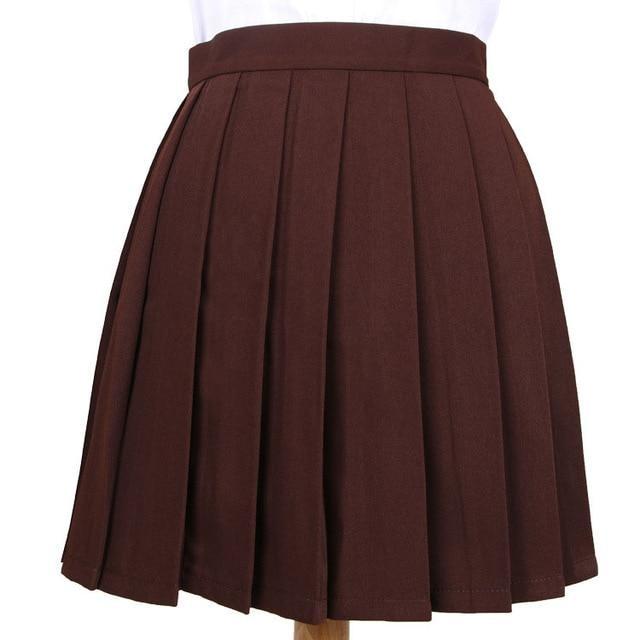 Traditional Pleated Skirt (up to 3XL) - Coffee / S - skirt