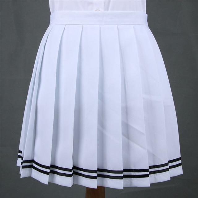 Traditional Pleated Skirt (up to 3XL) - White Striped / S - skirt