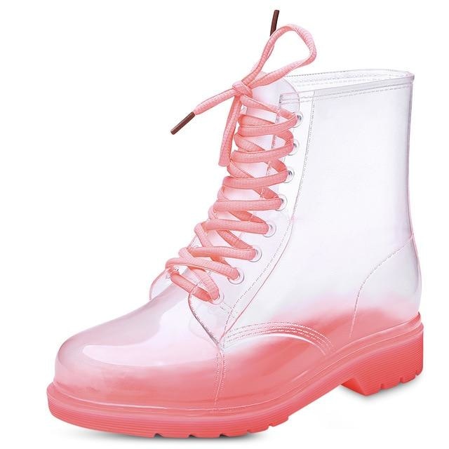 Transparent Rain Booties - Red/Pink / 9 - boots