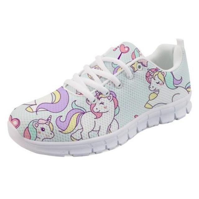 Kawaii Blue Rainbow Unicorn Shoes Sneakers Athletic Footwear Cute Pastel Fairy Kei Style 