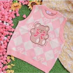 Teddy Bear Pink Knit Vest