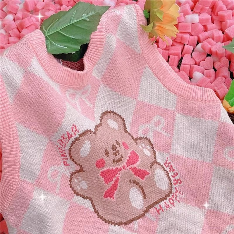 Teddy Bear Pink Knit Vest