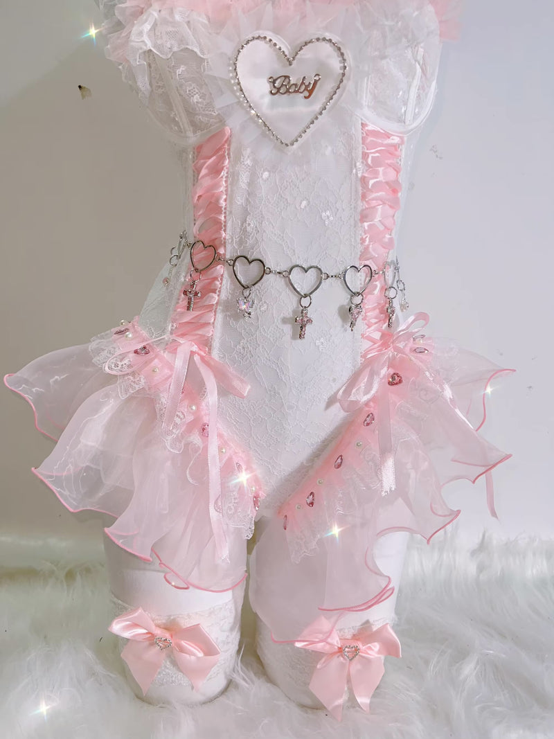 Peach Ballerina Lingerie Corset Set