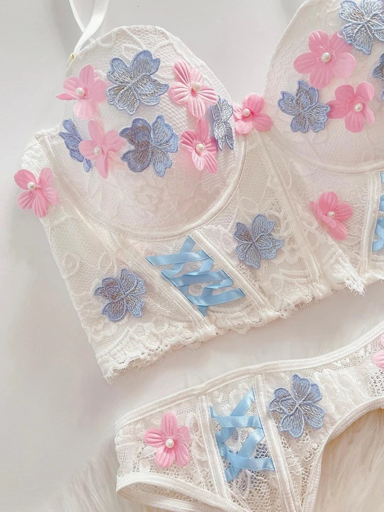 Fairy Floral Garter Lingerie Set