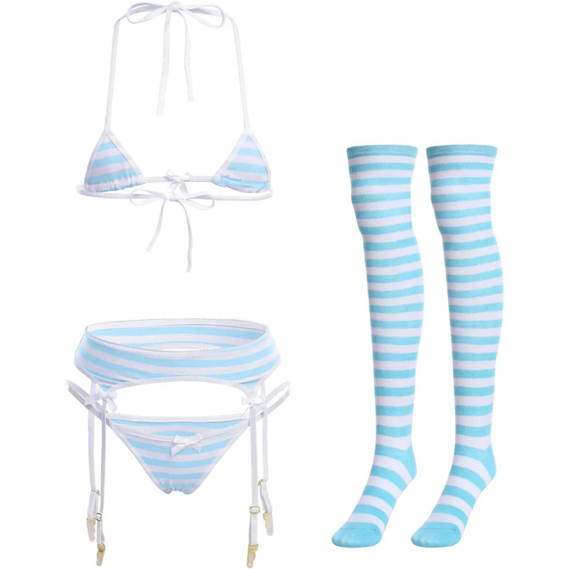 Striped Anime Micro Bikini Sets