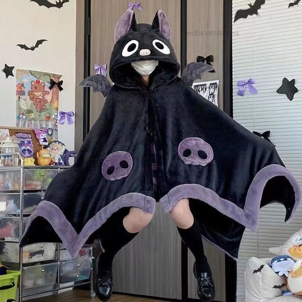 Fuzzy Halloween Baby Bat Sweater Cape