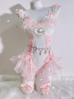 Peach Ballerina Lingerie Corset Set