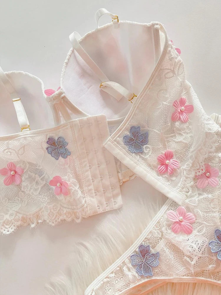 Fairy Floral Garter Lingerie Set