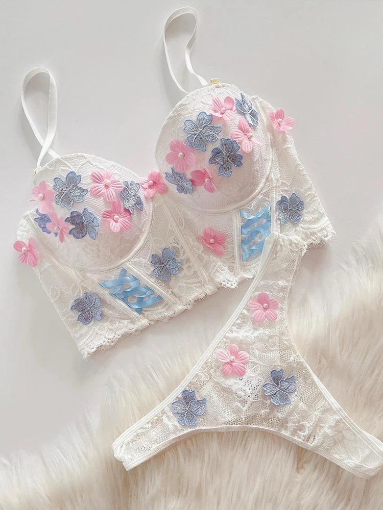 Fairy Floral Garter Lingerie Set