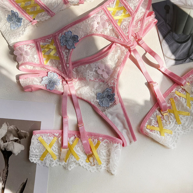 Fairy Floral Garter Lingerie Set