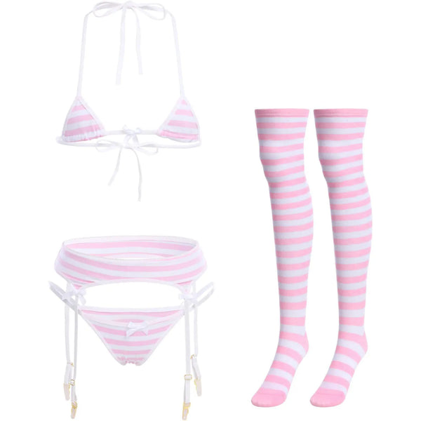 Striped Anime Micro Bikini Sets