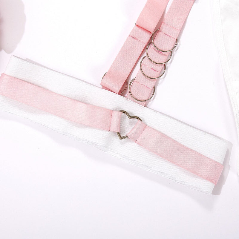 Satin Pink Harness Lingerie Set