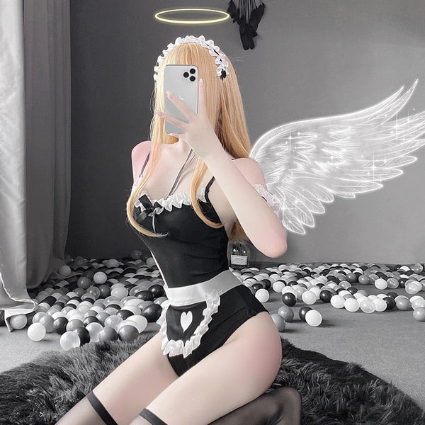 Angelic Maid Onesie - adult onesie, bodysuit, maid cosplay, costume, outfit