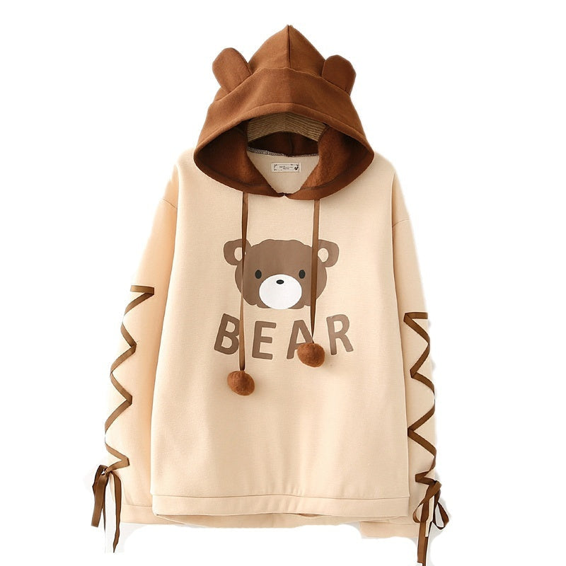 Baby Bear Corset Hoodie - baby bear, brown crewneck sweater, hoodie hoodies