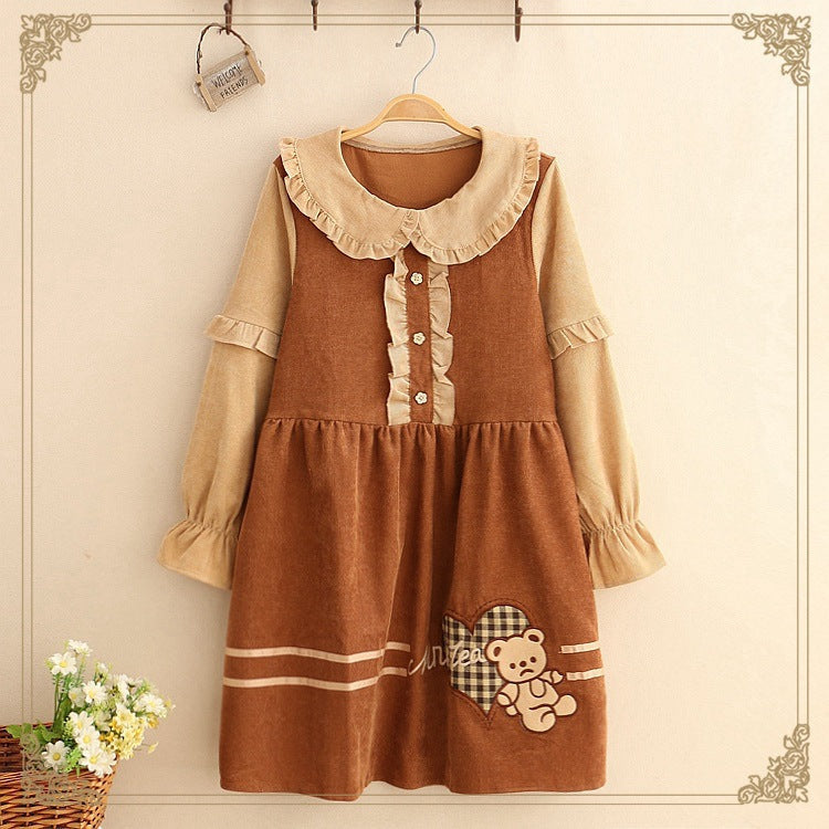 Baby Bear Dress - baby bear, bear dress, brown, brown dress