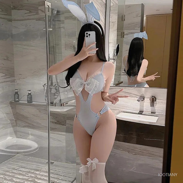 Baby Blue Bunny Bodysuit Adult Onesie Costume Outfit