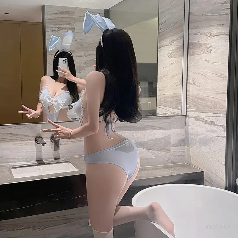 Baby Blue Bunny Bodysuit Adult Onesie Costume Outfit
