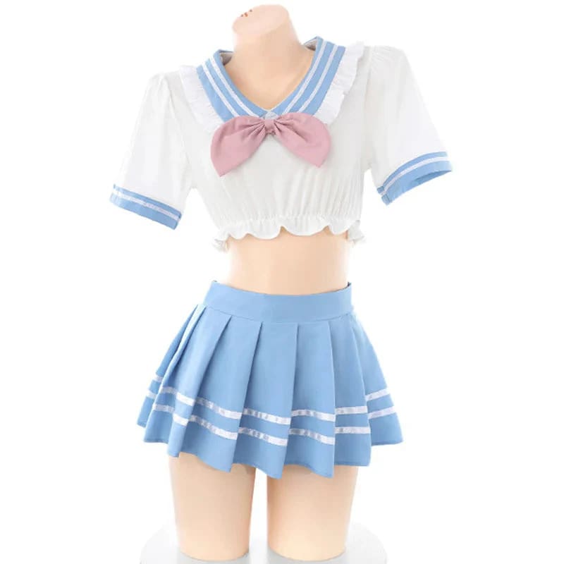 Baby Blue Sailor Scout Cosplay Lingerie Set Costume