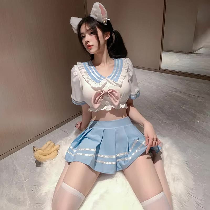 Baby Blue Sailor Scout Cosplay Lingerie Set Costume