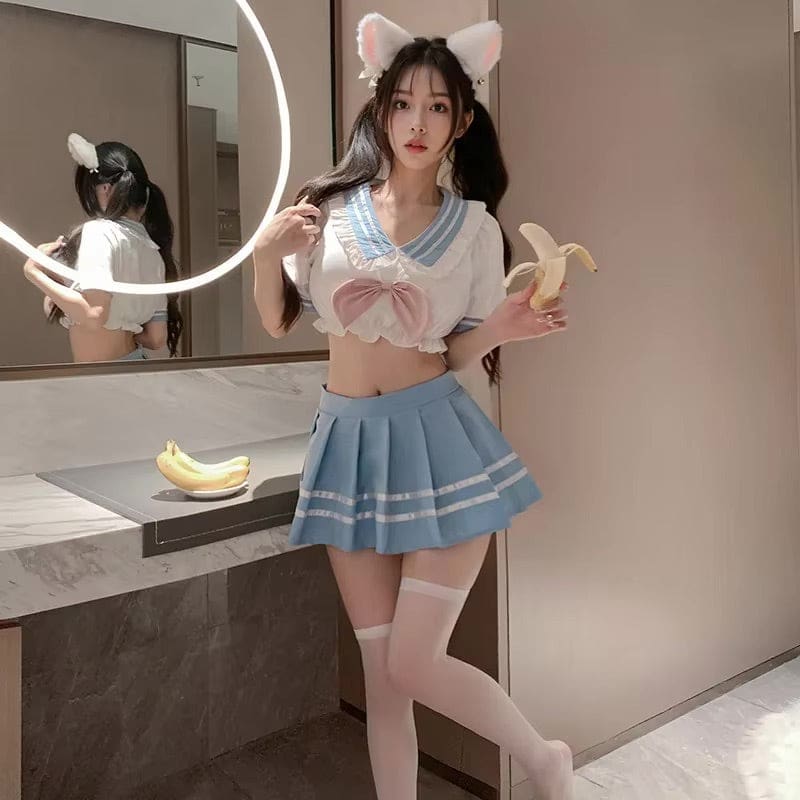 Baby Blue Sailor Scout Cosplay Lingerie Set Costume