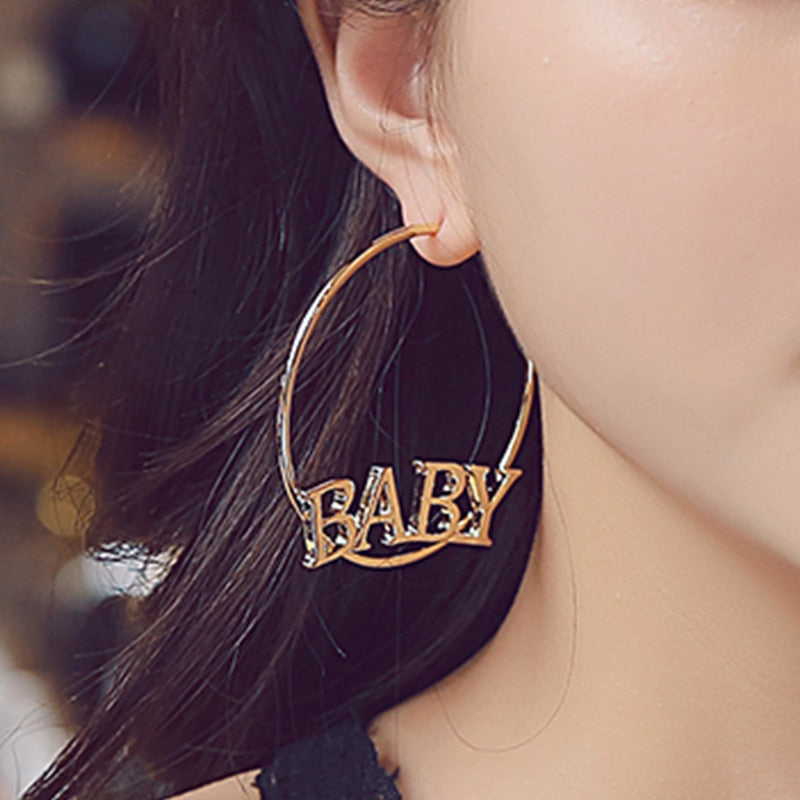 Baby Hoop Earrings - adult baby, baby girl, ear rings, gold jewelry, jewellery