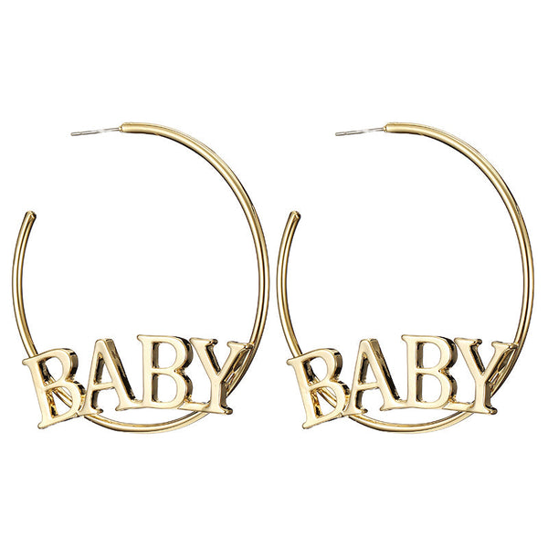 Baby Hoop Earrings - Gold - adult baby, baby girl, ear rings, gold jewelry, jewellery