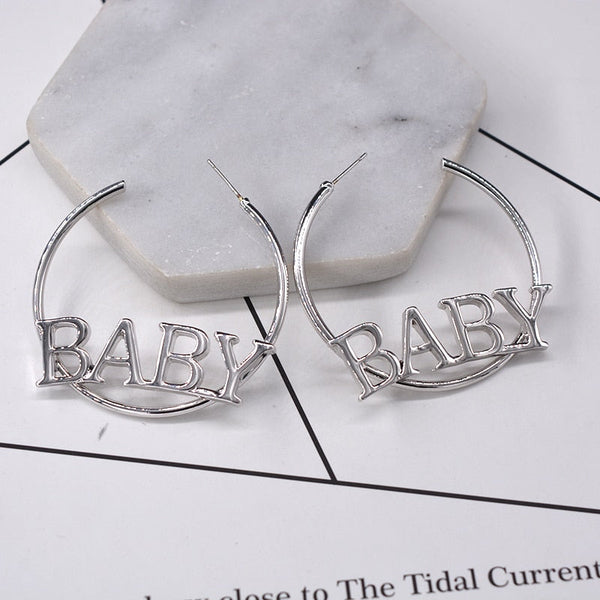 Baby Hoop Earrings - Silver - adult baby, baby girl, ear rings, gold jewelry, jewellery