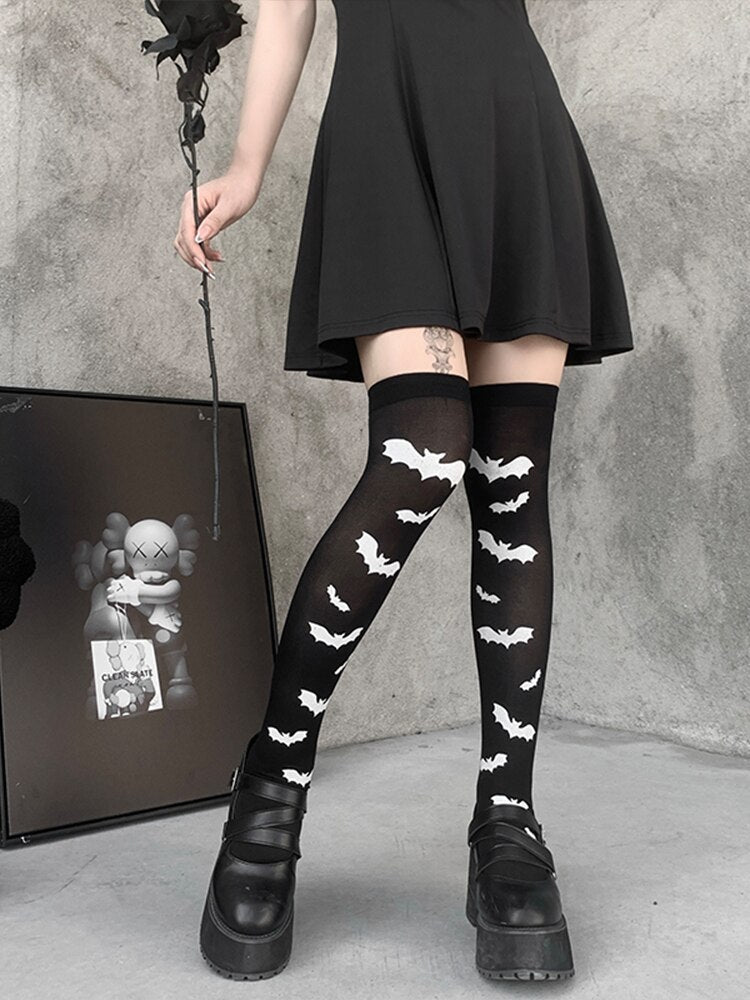 Batty Stockings - bats, batts, creepy cute, goth, goth fashion