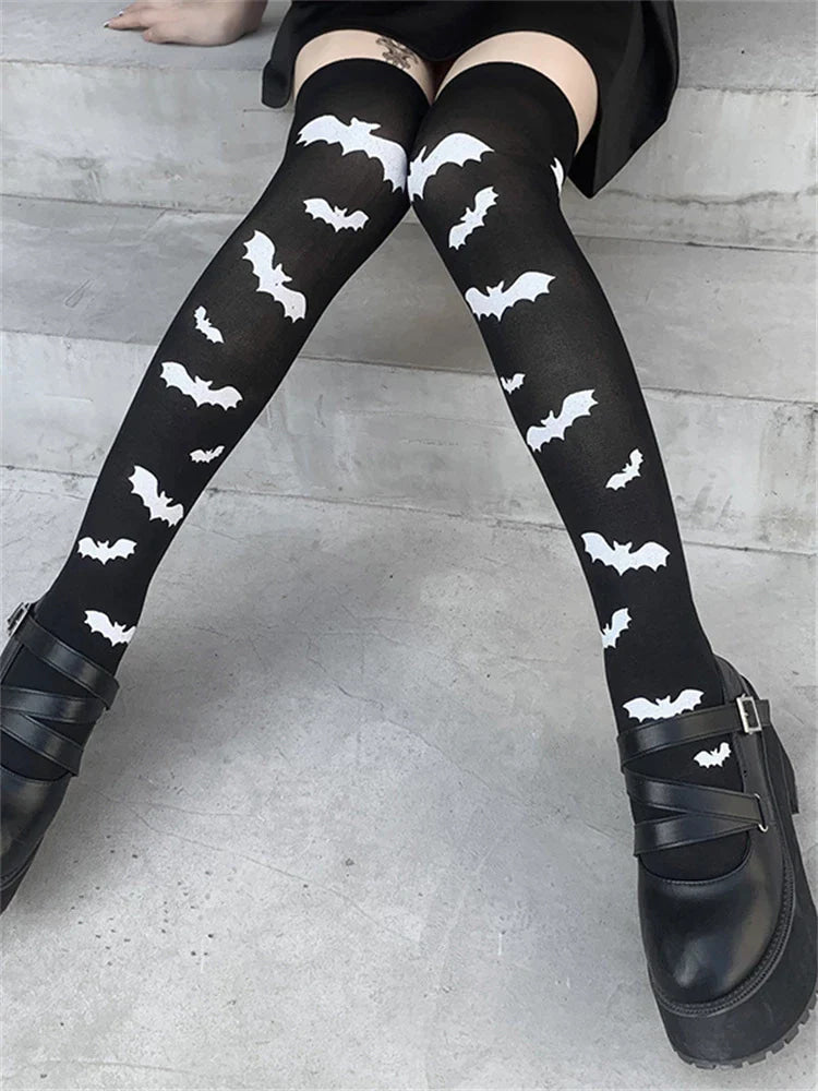 Batty Stockings - bats, batts, creepy cute, goth, goth fashion